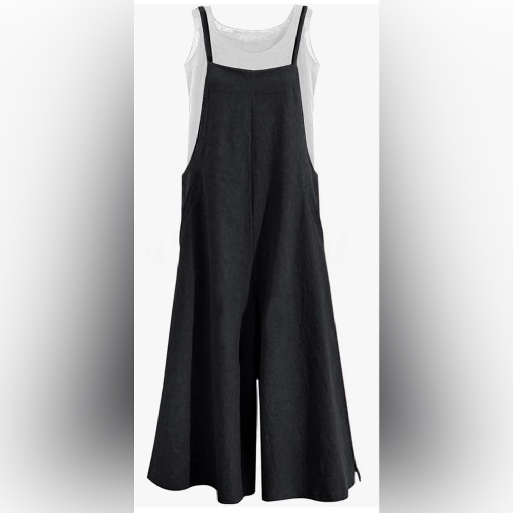 Gently Used - YESNO CottonLoose Long Bib Wide Leg Jumpsuits with Pockets - 3X